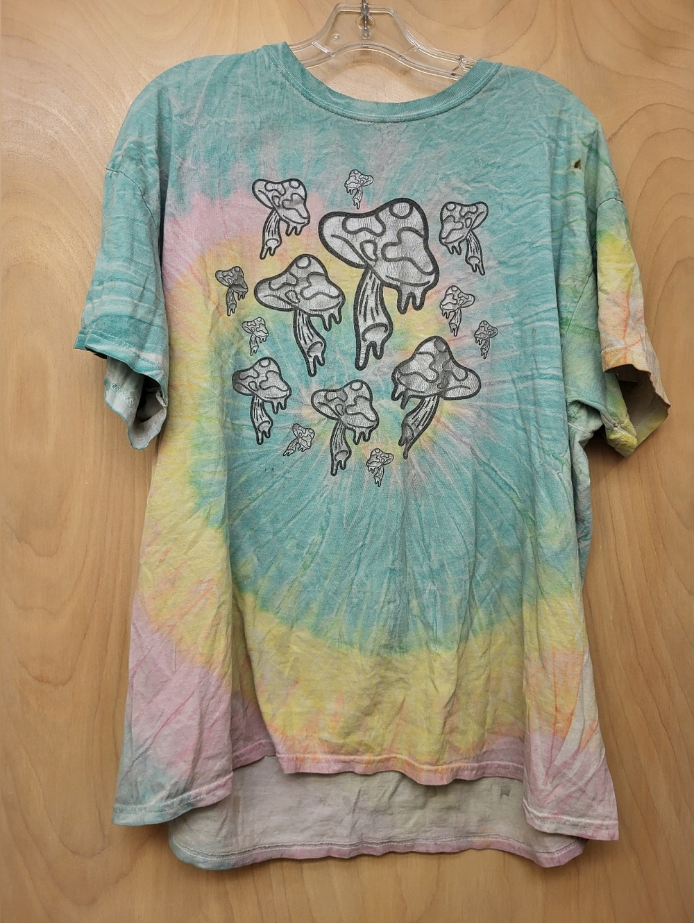 Mushroom Pastel Rainbow tye dye drop tee shirt top sz XL Spencer's